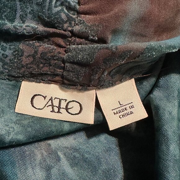Cato Womens Large 2-in-1 Top Brown Teal Floral Paisley Open Drape Cardigan - Picture 4 of 10